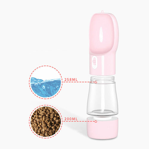 Gourde de voyage 2-en-1 pour chien, eau et croquettes