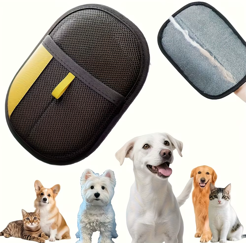 Gant Anti-Poils Chat Chien - Brosse Ramasse-Poils Animaux pour Canapé Tapis Vêtements et Toilettage