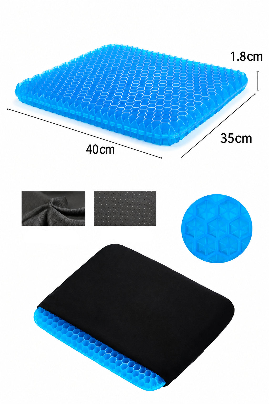 Coussin de siège en gel nid d'abeille pour bureau et voiture