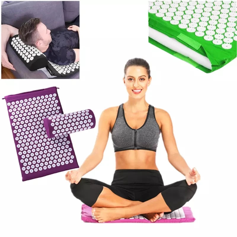 Tapis d'acupression avec coussin, détente du dos et de la nuque
