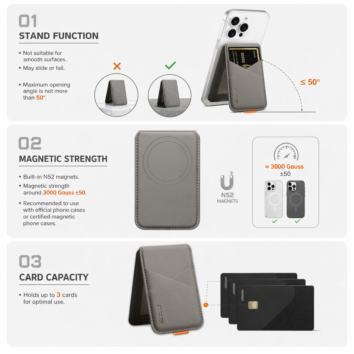 Porte-cartes magnétique compatible MagSafe pour iPhone