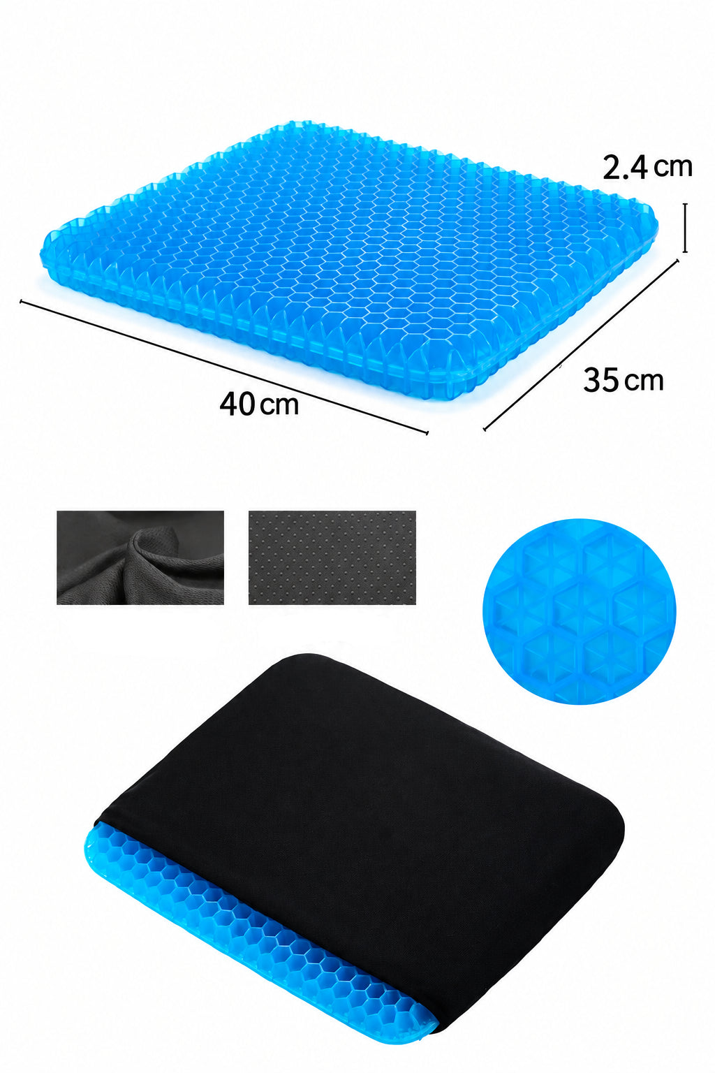 Coussin de siège en gel nid d'abeille pour bureau et voiture