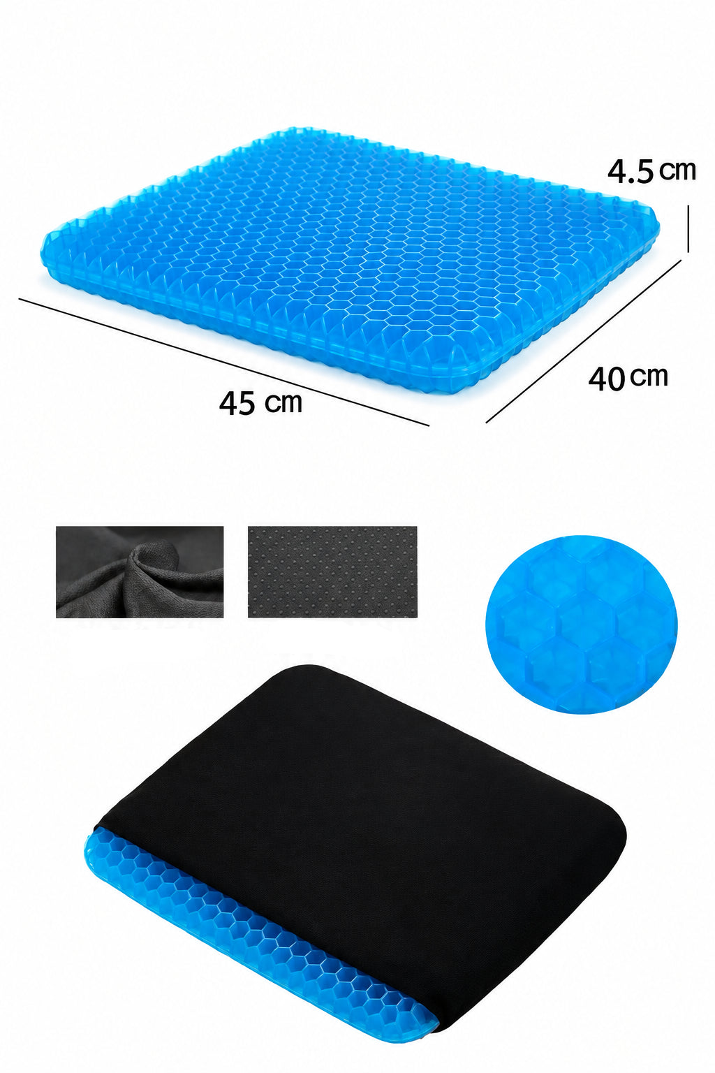 Coussin de siège en gel nid d'abeille pour bureau et voiture