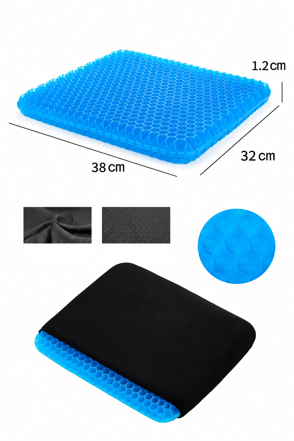 Coussin de siège en gel nid d'abeille pour bureau et voiture