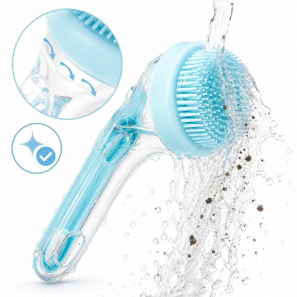 Brosse de bain pour chien et chat avec distributeur de shampoing