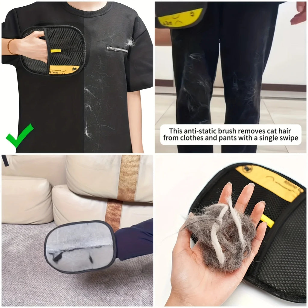 Gant Anti-Poils Chat Chien - Brosse Ramasse-Poils Animaux pour Canapé Tapis Vêtements et Toilettage