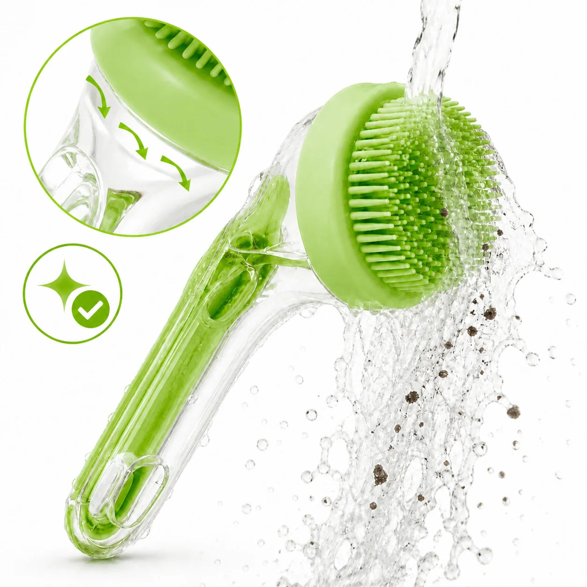 Brosse de bain pour chien et chat avec distributeur de shampoing