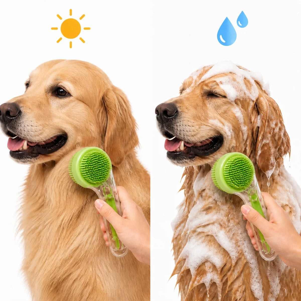 Brosse de bain pour chien et chat avec distributeur de shampoing