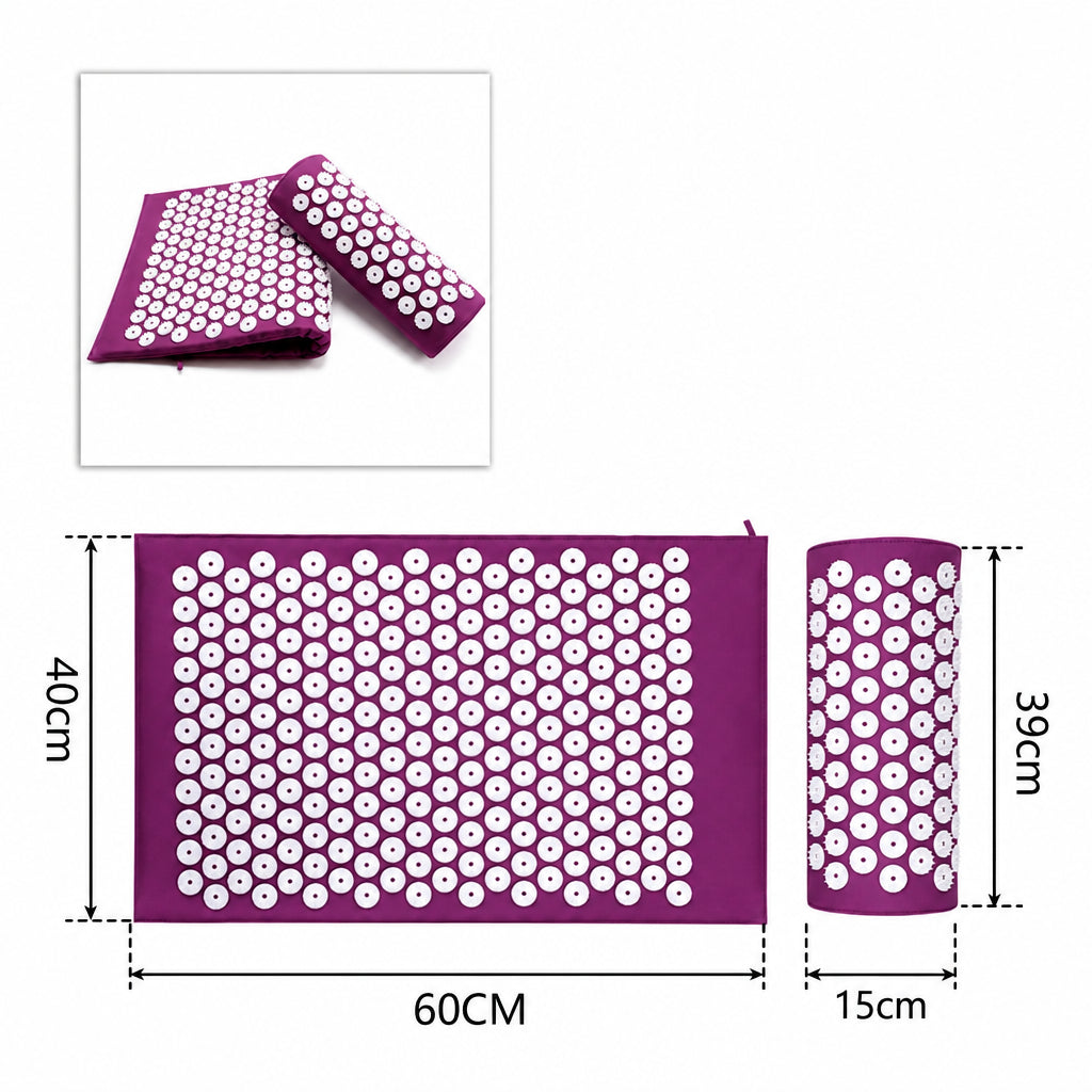 Tapis d'acupression avec coussin, détente du dos et de la nuque