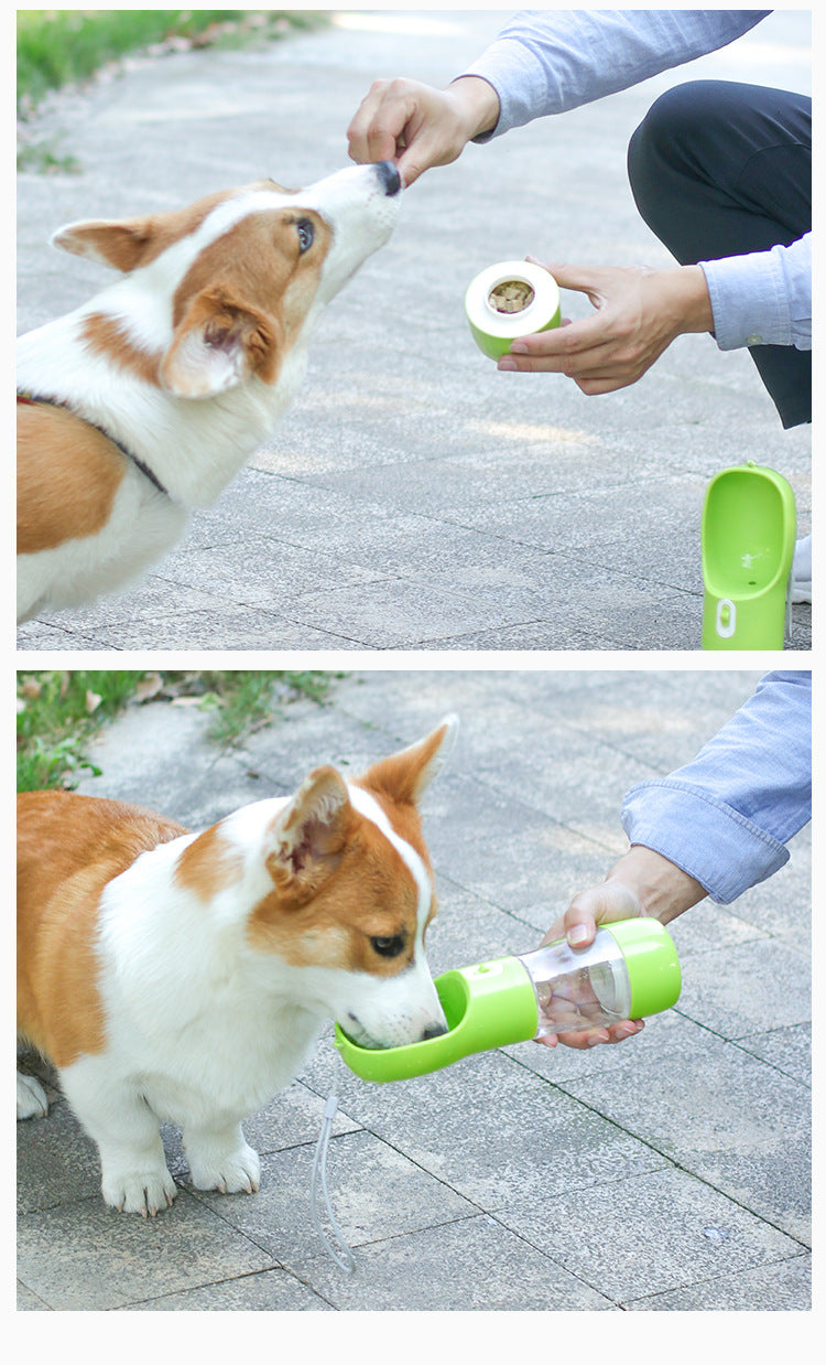 Gourde de voyage 2-en-1 pour chien, eau et croquettes